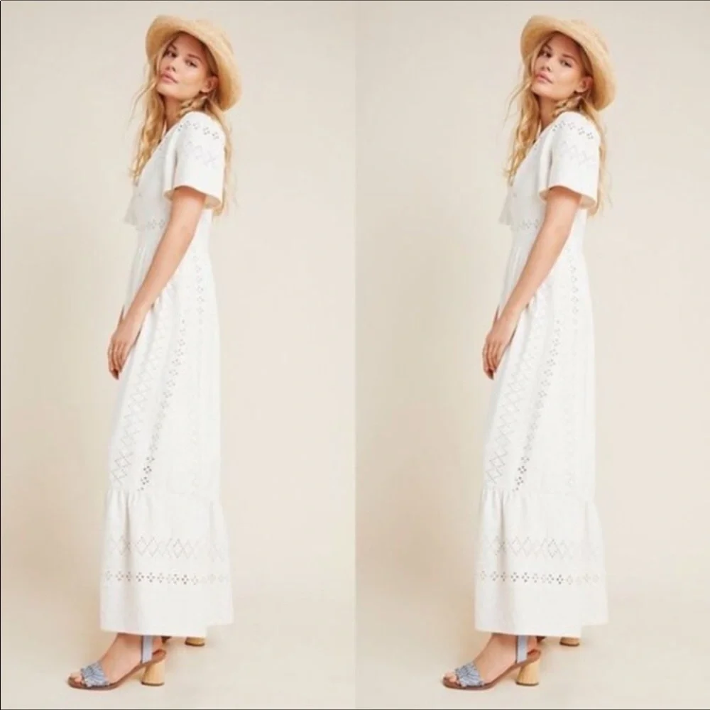 Maeve Rochelle White Eyelet Maxi Dress NWOT